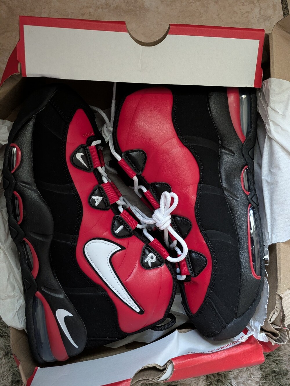Nike Kids Red and Black Sneakers with White Swoosh